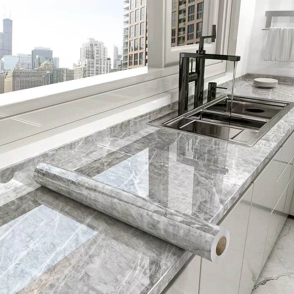 Marble Kitchen Waterproof Stickers PVC Self Adhesive Oil Proof Wall Sticker for Desktop Bathroom Renovation Wall Decor Removable - P12 Hub Europe