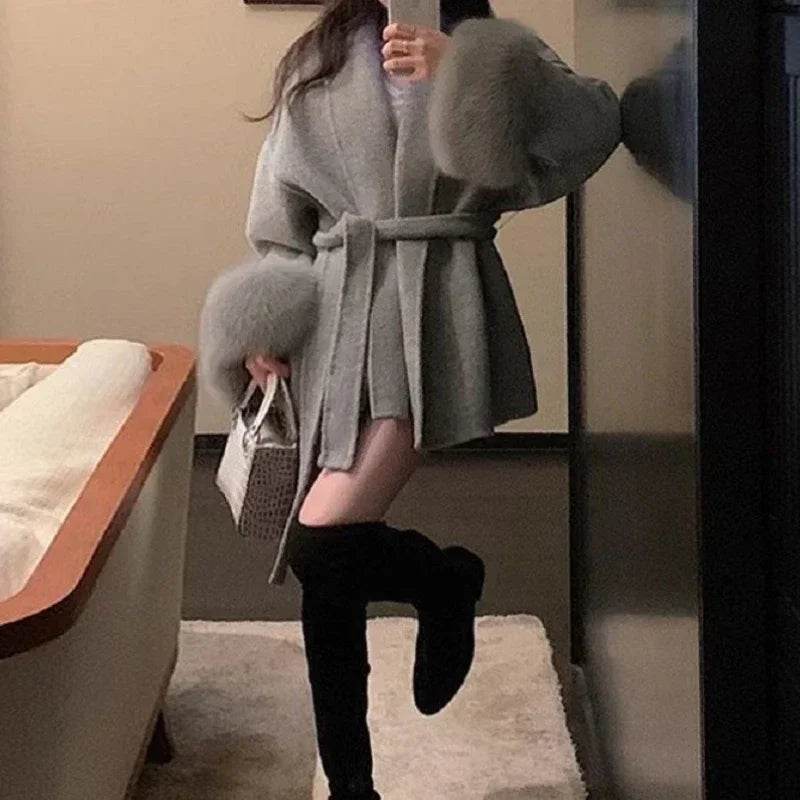 Loose Striped Wool Coat - P12 Hub Europe