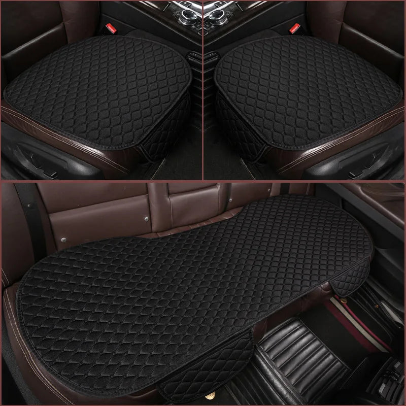 3Pcs Cotton and linen Car Seat Cover Set Universal Car Seat Cover Cushion All Season Car Seat Protector Interior Car Accessories