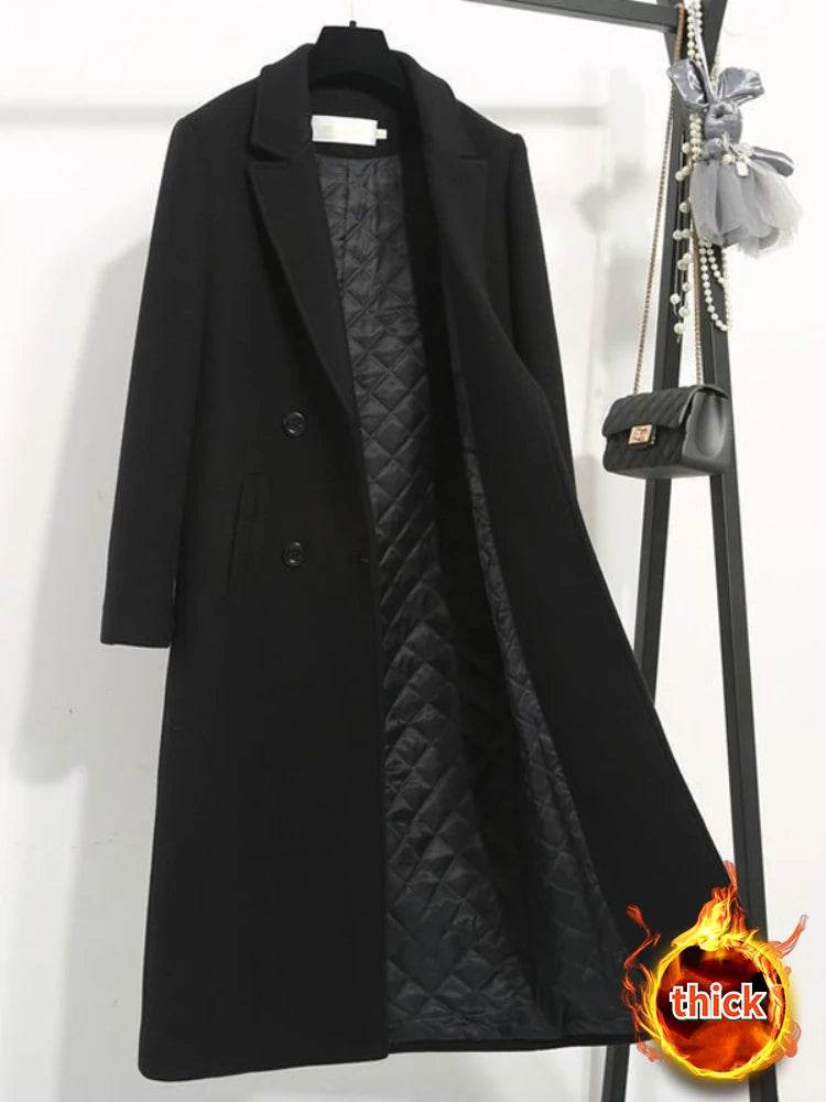 Black X-Long Office Wool Coat - P12 Hub Europe