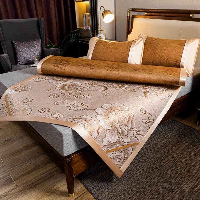 JFLEGAL Summer Natural Rattan Mat 2024 New Ice Silk Jacquard Soft Physical Cooling Wormwood Mat Bedding Dormitory Mattress Cover - P12 Hub Europe