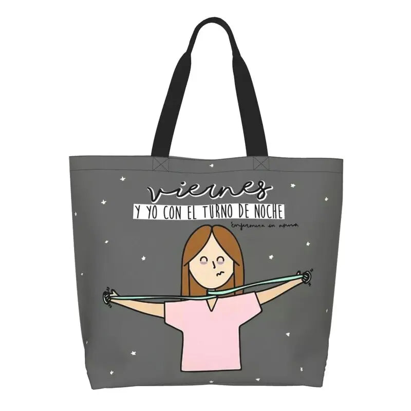 Cartoon Doctor Nurse Enfermera En Apuros Grocery Bags Large Capacity Aesthetic Merch For Woman Street Shoulder Bag