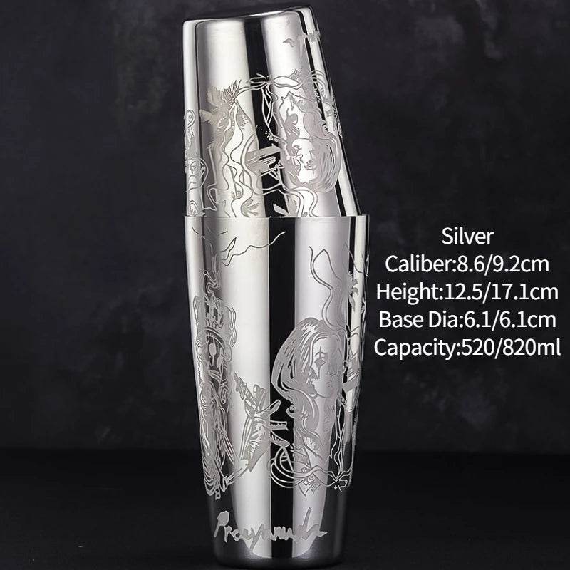 Bar Cocktail Shaker Boston Shaker Stainless Steel Engraving Shaker Bar Accessory Bartender Tools For Home And Bar - P12 Hub Europe
