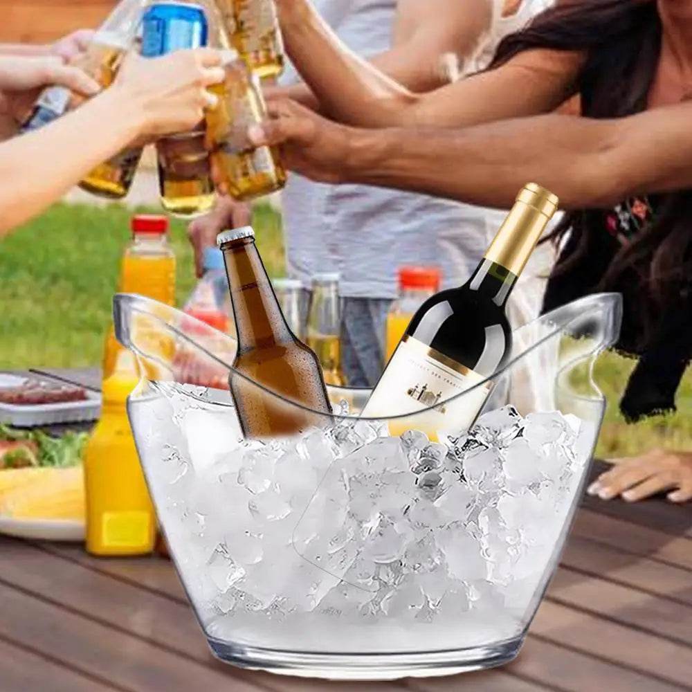 Clear Ice Bucket Beverage Tub with 2 Scoops Handle Cooling Large Ice Bucket for Wine Champagne Bar Supplies for Family reunion - P12 Hub Europe