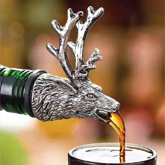1 PC Zinc Alloy Deer Elk Head Mouth Wine Pourer Wines Extractor Silver Pourers Bar Accessories Dispenser for Wine - P12 Hub Europe