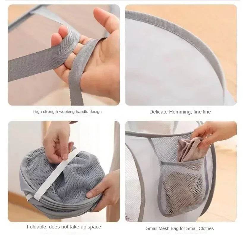 Durable Collapsible Mesh Laundry Hamper - P12 Hub Europe