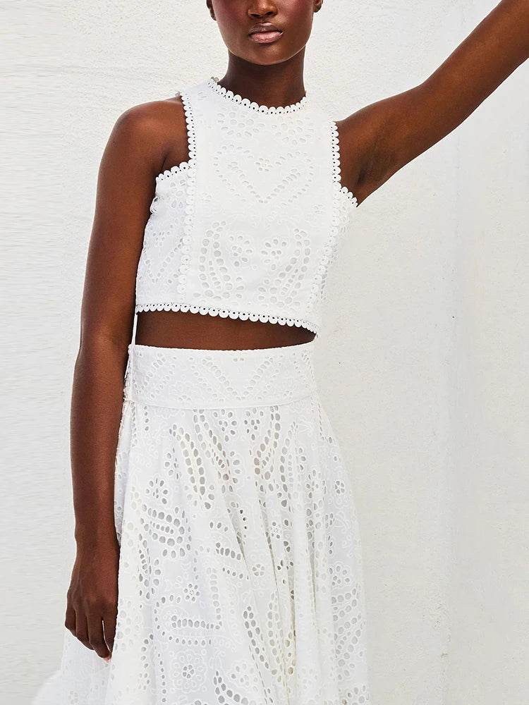 Embroidery Hollow Skirt Set - P12 Hub Europe