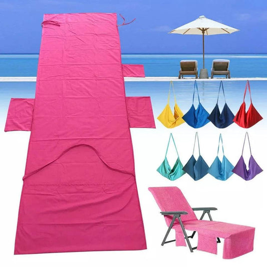 Beach Chair Cover Soft Microfiber Absorbent Quick Drying Holiday Sunbed Lounge Towel Cover Storage Pockets - P12 Hub Europe