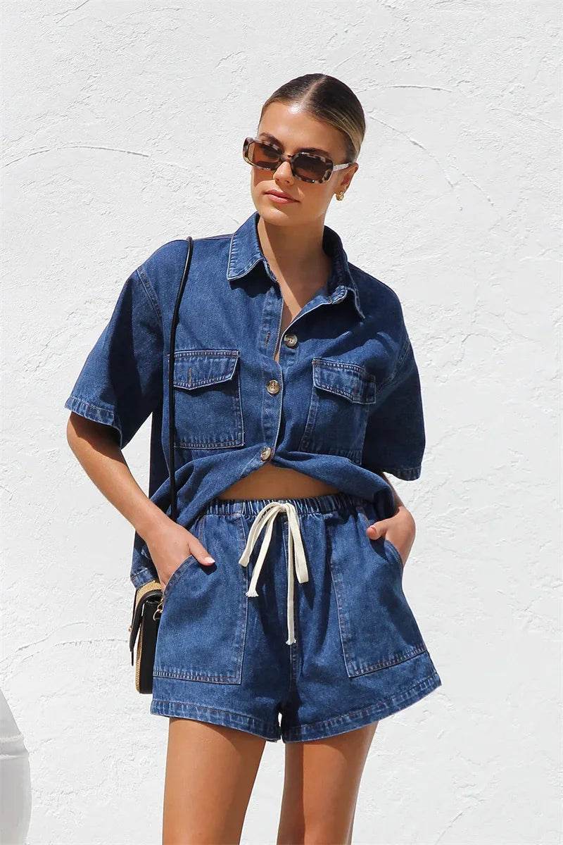Vintage Denim Shorts Suit - P12 Hub Europe