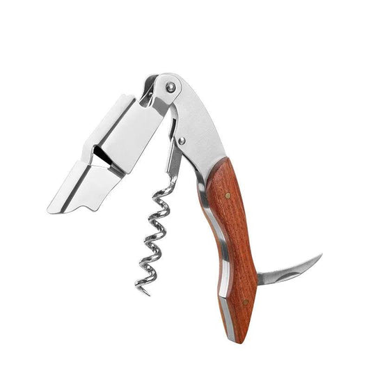 Waiter's Corkscrew with Red Pear Wood Handle for Beer or Wine Bottle Easy to Carry for Picnic Time Kitchen Accessories or Barman - P12 Hub Europe