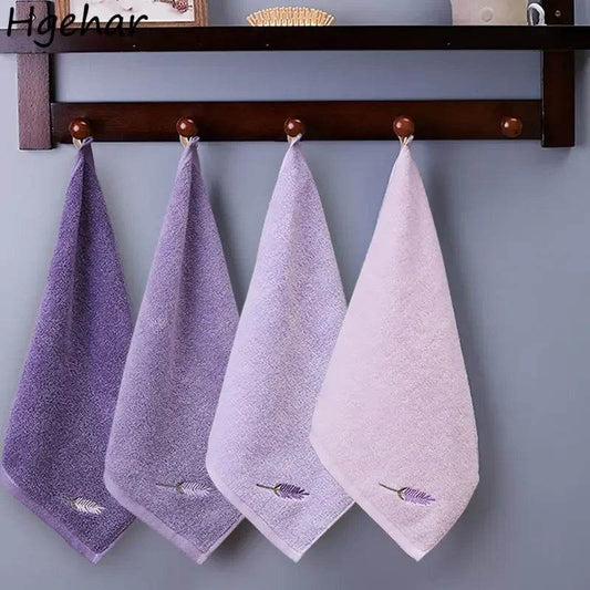 2/4pcs/Set Handkerchief Towel Square Cotton Soft Purple Absorbent Korean Style Simple 34x34cm Home Textile Washed Design Ladies - P12 Hub Europe