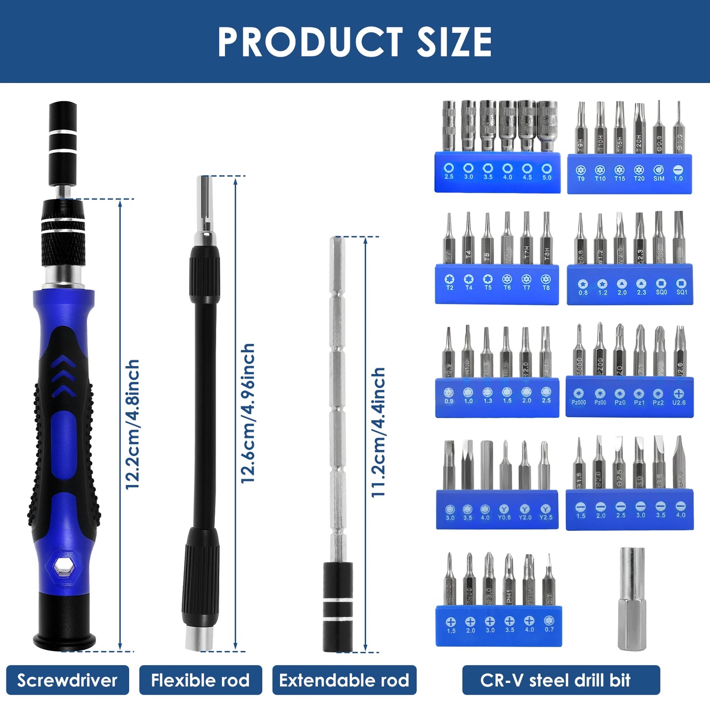 58 in 1 Precision Screwdriver Kit Small Screwdriver with Extension Rod Repair Tool Kit for Smartphone, PC, Watch,Toys