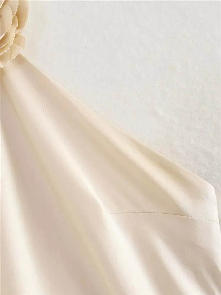 Flower Halter Satin Dress - Backless Summer Party - P12 Hub Europe