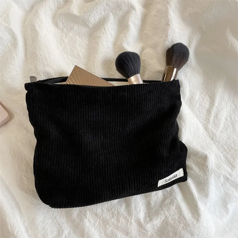 Corduroy Makeup Bag for Female Internet Celebrity, Large Capacity Lipstick Makeup, Change, Mobile Phone, Handheld Bag