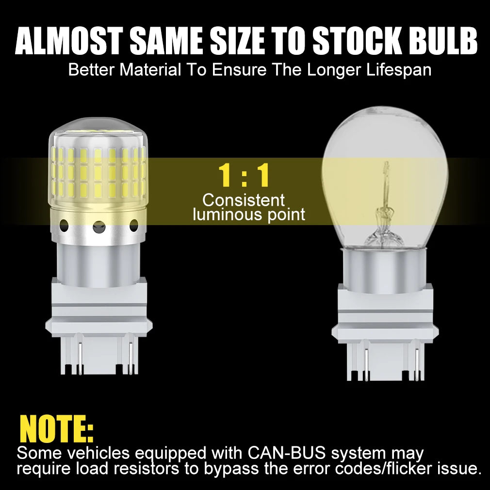 2pcs Canbus T20 7440 WY21W W21W 7443 W21/5W Car Turn Signal LED T25 3156 P27W 3157 P27/7W Bulbs Reverse Auto Lamp White 12V