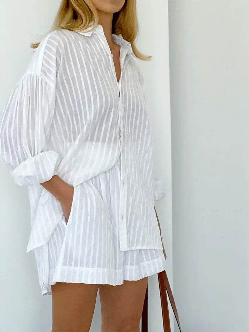 Stripe Cotton Shorts Set - P12 Hub Europe