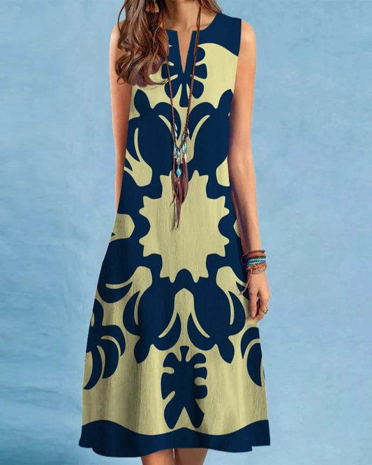 V-Neck Sleeveless Midi Dress Loose Fit - P12 Hub Europe