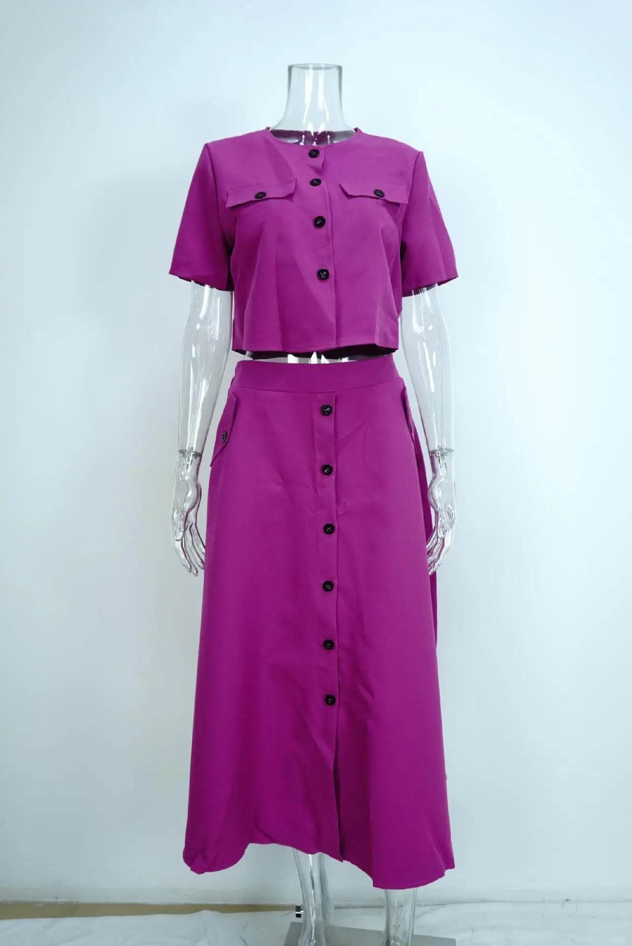 Office Crop Shirt Skirt Set - P12 Hub Europe
