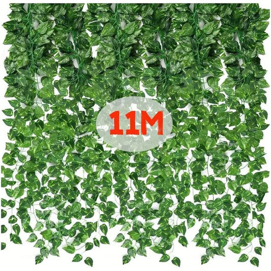 4.4/11M Artificial Plant Green Ivy Leaf Garland Fake Plant Creeper Hanging Vine Outdoor DIY Garden Wall Wedding Party Home Decor - P12 Hub Europe