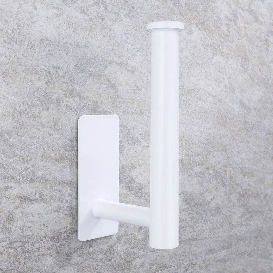 Stainless Steel Paper Holder White Adhesive Wall Mount Stand Kitchen Bathroom Toilet Paper Towel Tissue Roll Shelf Brushed Gold - P12 Hub Europe