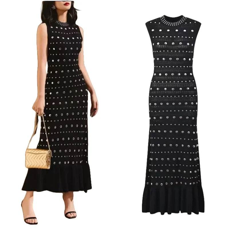 Sequined Ice Silk Knit Maxi Dress - P12 Hub Europe