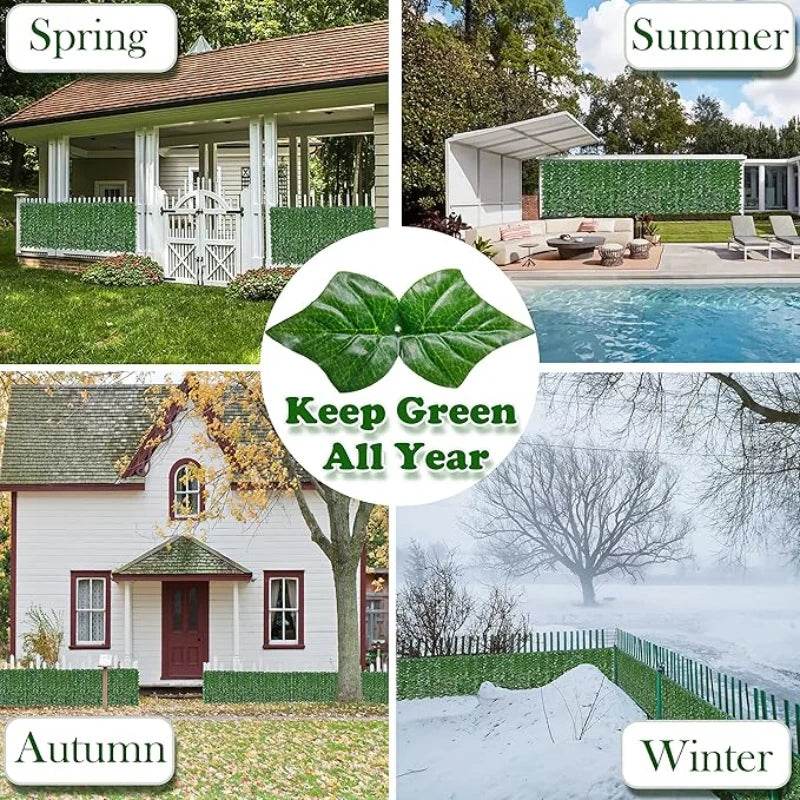 1X3m Artificial Ivy Hedge Green Leaf Fence Panels Faux Privacy Fence Screen for Home Outdoor Garden Balcony Decoration Plants - P12 Hub Europe