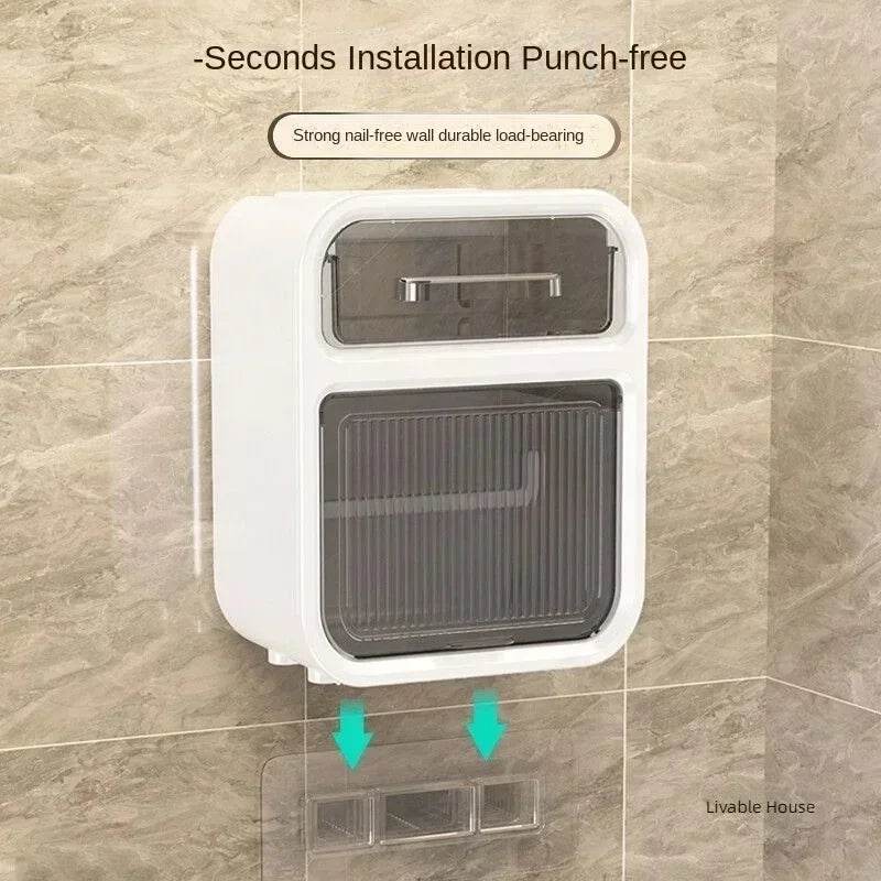 Toilet Tissue Box, Wall Mounted Roll Paper Tube, Paper Drawer, Storage, Bathroom Double Layer Storage Rack Toilet Roll Holder - P12 Hub Europe