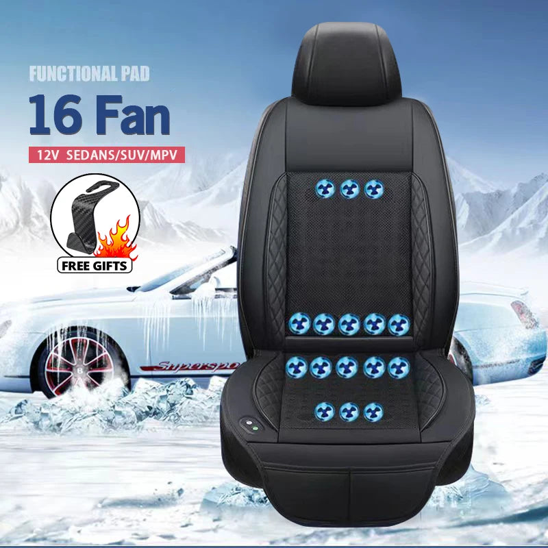 Cooling Car Seat Cushion 8/16/24 Fans Massage 12V Car Summer Cool Cushion Fan Blowing Ventilation Seat Covers Automatic Switch