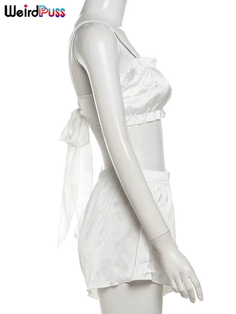 Silky Elegant Ruffle Shorts Set - P12 Hub Europe