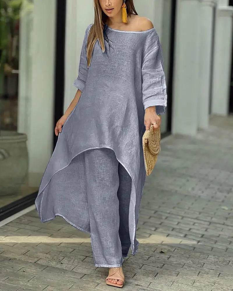 Cotton Linen Irregular Pants Set - P12 Hub Europe