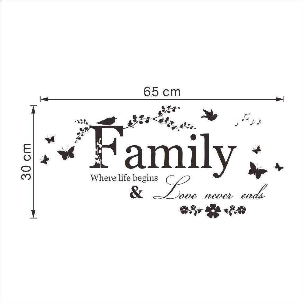 Family Love Never Ends Quote Vinyl Wall Decal Wall Lettering Art Words Wall Sticker Home Decor Wedding Decoration Living Room - P12 Hub Europe
