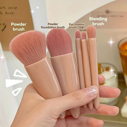 5Pcs Portable Makeup Brush Set Mirror Foldable Travel -