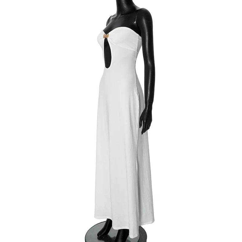 Strapless Cutout Maxi Dress - White Y2K Summer - P12 Hub Europe
