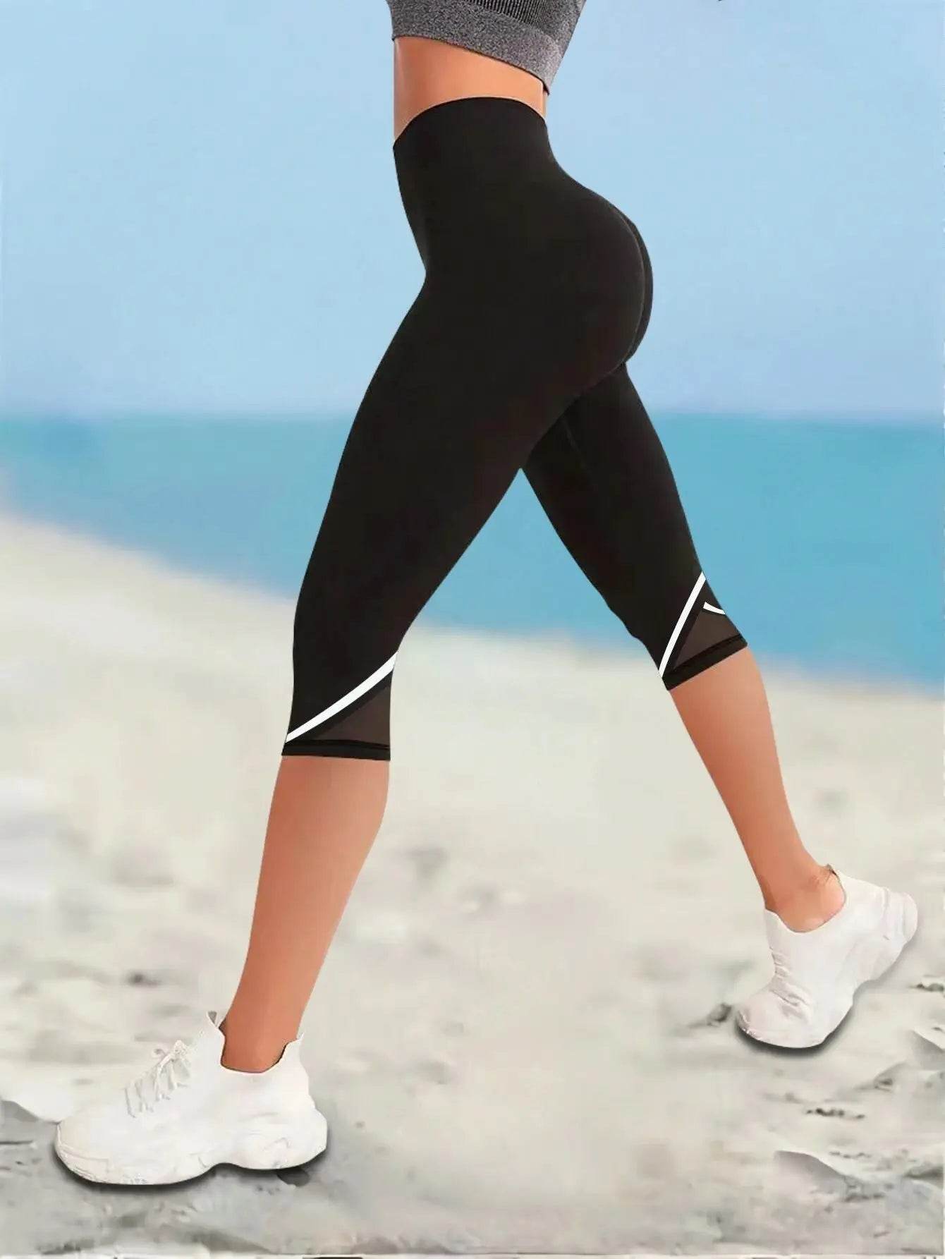 Women's Mesh Capri Yoga Leggings - P12 Hub Europe