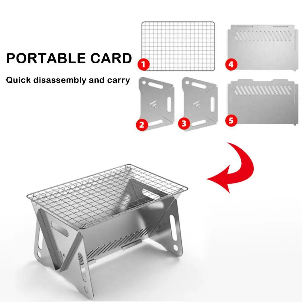 Steel Incinerator Grill BBQ Charcoal Stove Outdoor Picnic Portable Folding Stove Camping Equipment Kitchen Supplies