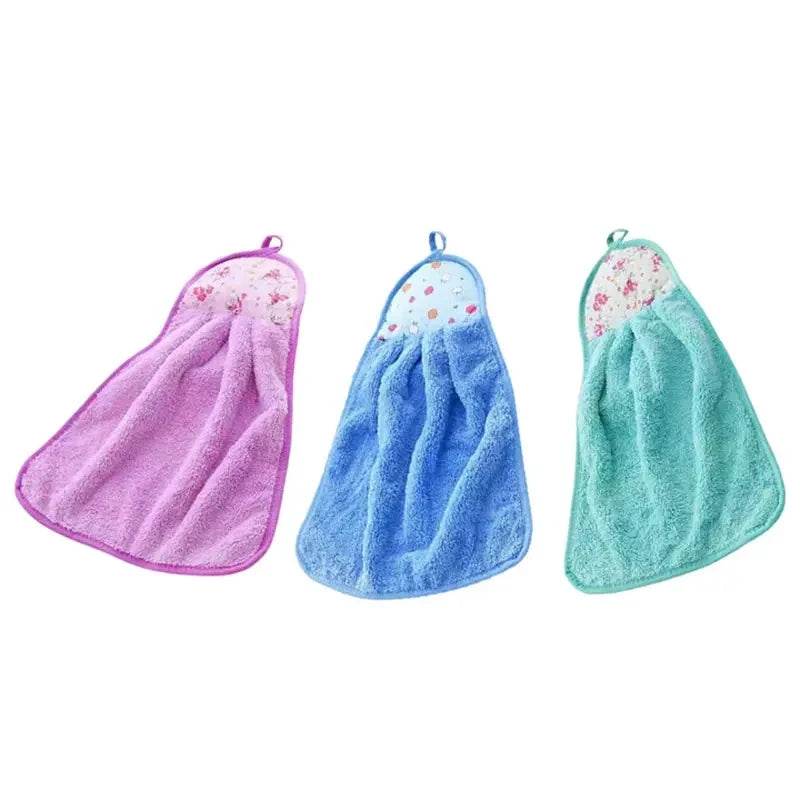 3pcs Coral Fleece Fingertip Towel, Hanging Towel For Wiping Hands, Household Dishwashing Cloths For Bathroom, Bathroom Supplies - P12 Hub Europe