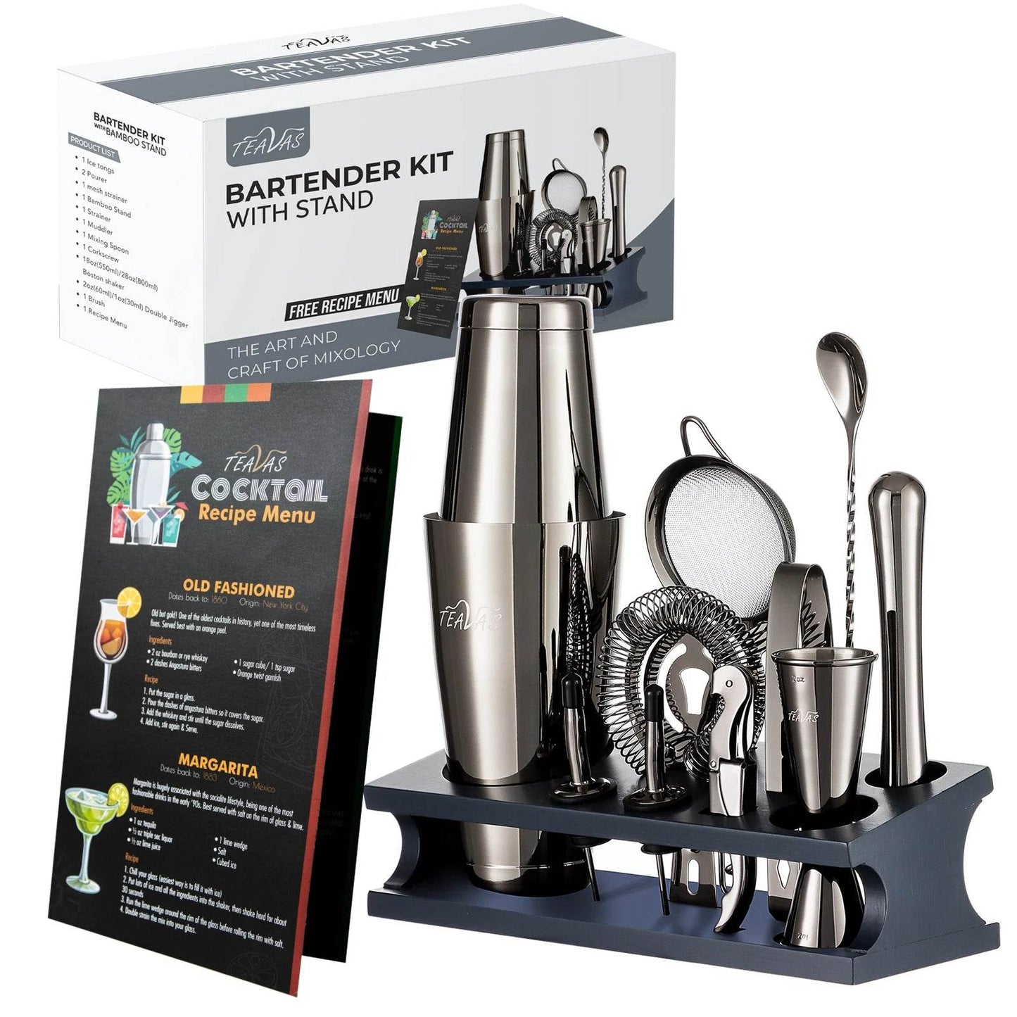 TEAVAS 25 Pieces Mixology Bartender Kit with Cocktail Shaker & Japanese Jigger - Cocktail & Alcohol Mixer Shaker Set - barware - P12 Hub Europe