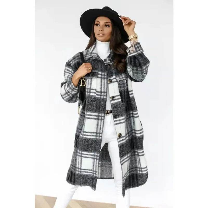 Plaid Wool Blend Shirt Coat - P12 Hub Europe