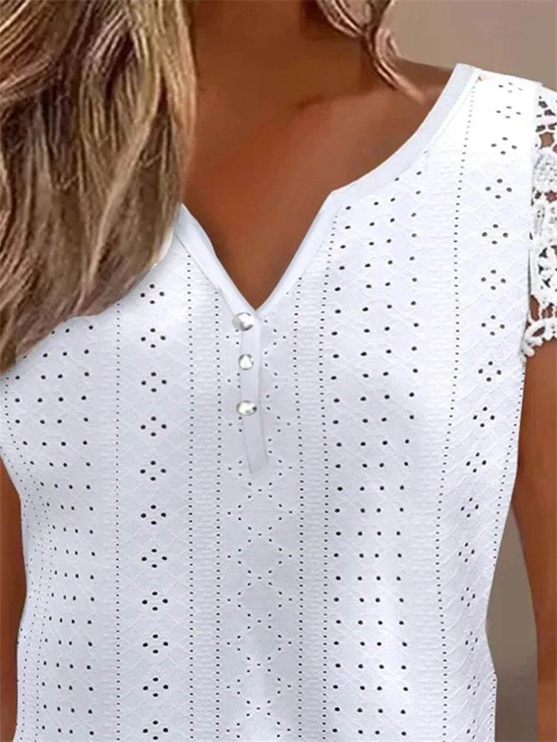 Women's Summer Lace Patch Blouse - P12 Hub Europe