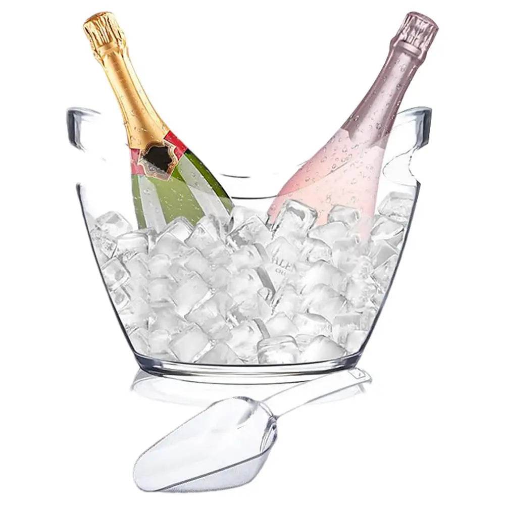 Clear Ice Bucket Beverage Tub with 2 Scoops Handle Cooling Large Ice Bucket for Wine Champagne Bar Supplies for Family reunion - P12 Hub Europe