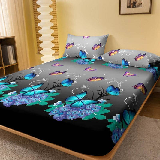 1 Piece of Flower Flying Butterfly Dance Pattern Frosted Bedsheet, Bedroom Printed Bedspread, Bedding (Excluding Pillowcases) - P12 Hub Europe