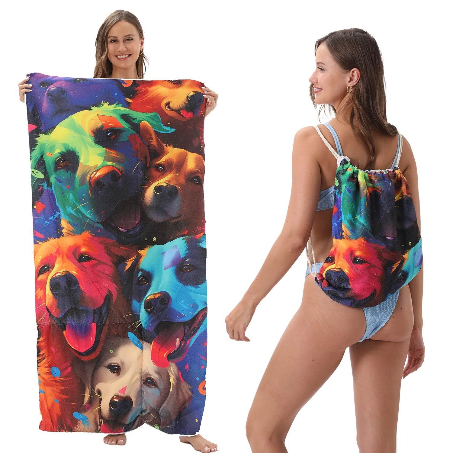 2-in-1 Foldable Beach Towel Sports Cooling Travel Towel Quick Drying Large Absorbent Bath Beach Jewelry for Picnic Sunbath Surf - P12 Hub Europe