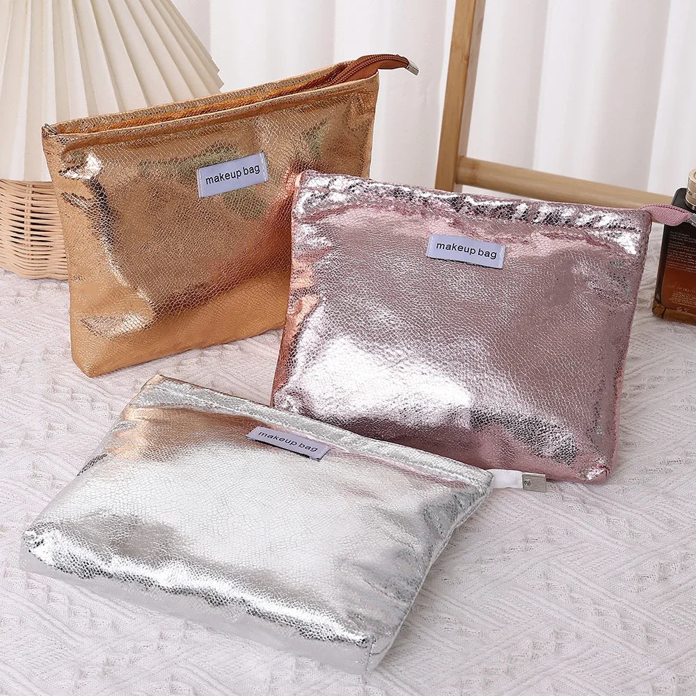 Fashion Shiny Sequins Cosmetic Bag Portable Women Clutch Zipper Pouch Handbag Makeup Toiletries Storage Square Bags Wholesale