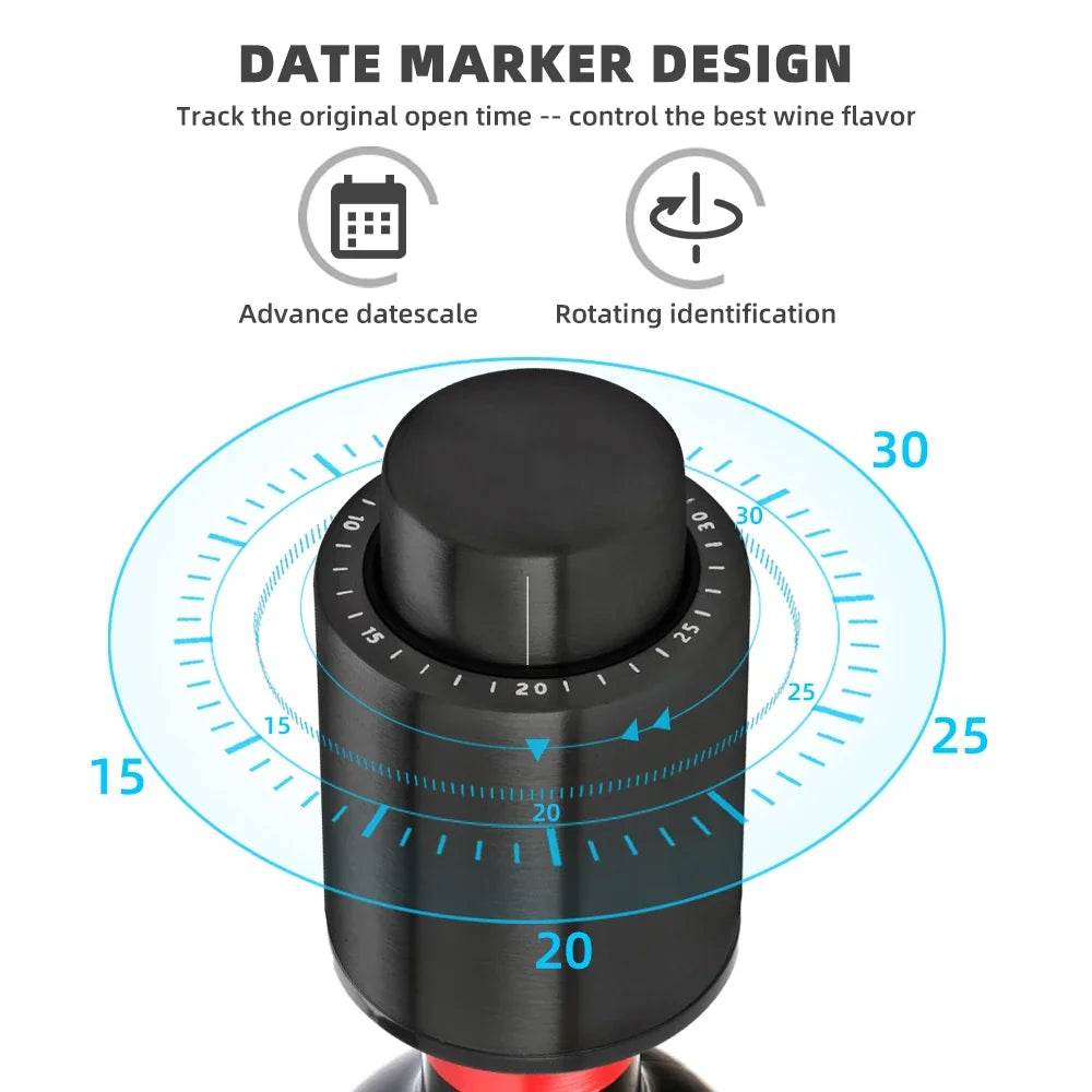 1/2pc Vacuum Wine Bottle Cap Stopper Sealed Storage Vacuum Memory Wine Stopper Push Style Barware Wine Cork Black Bar Tools - P12 Hub Europe