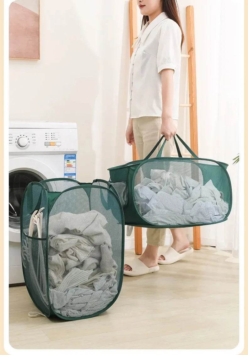 Durable Collapsible Mesh Laundry Hamper - P12 Hub Europe
