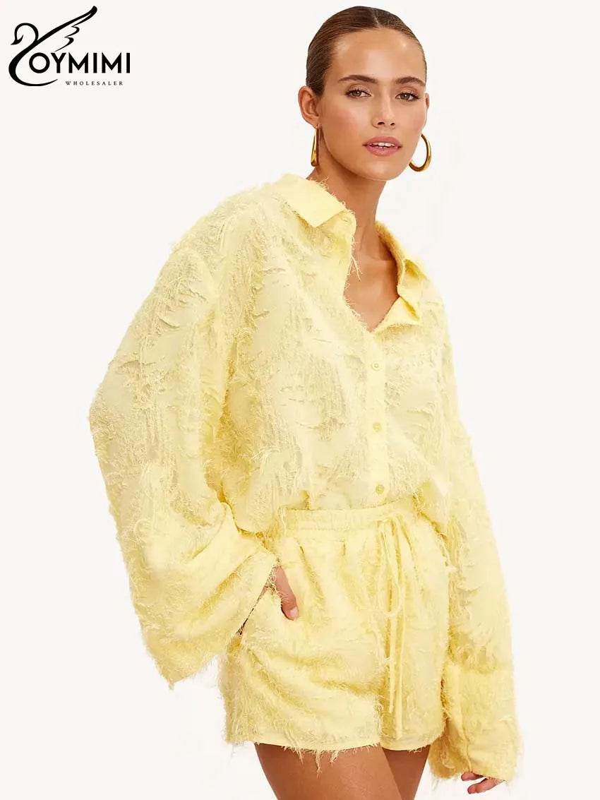 Oymimi Yellow Feather Shorts Set - P12 Hub Europe