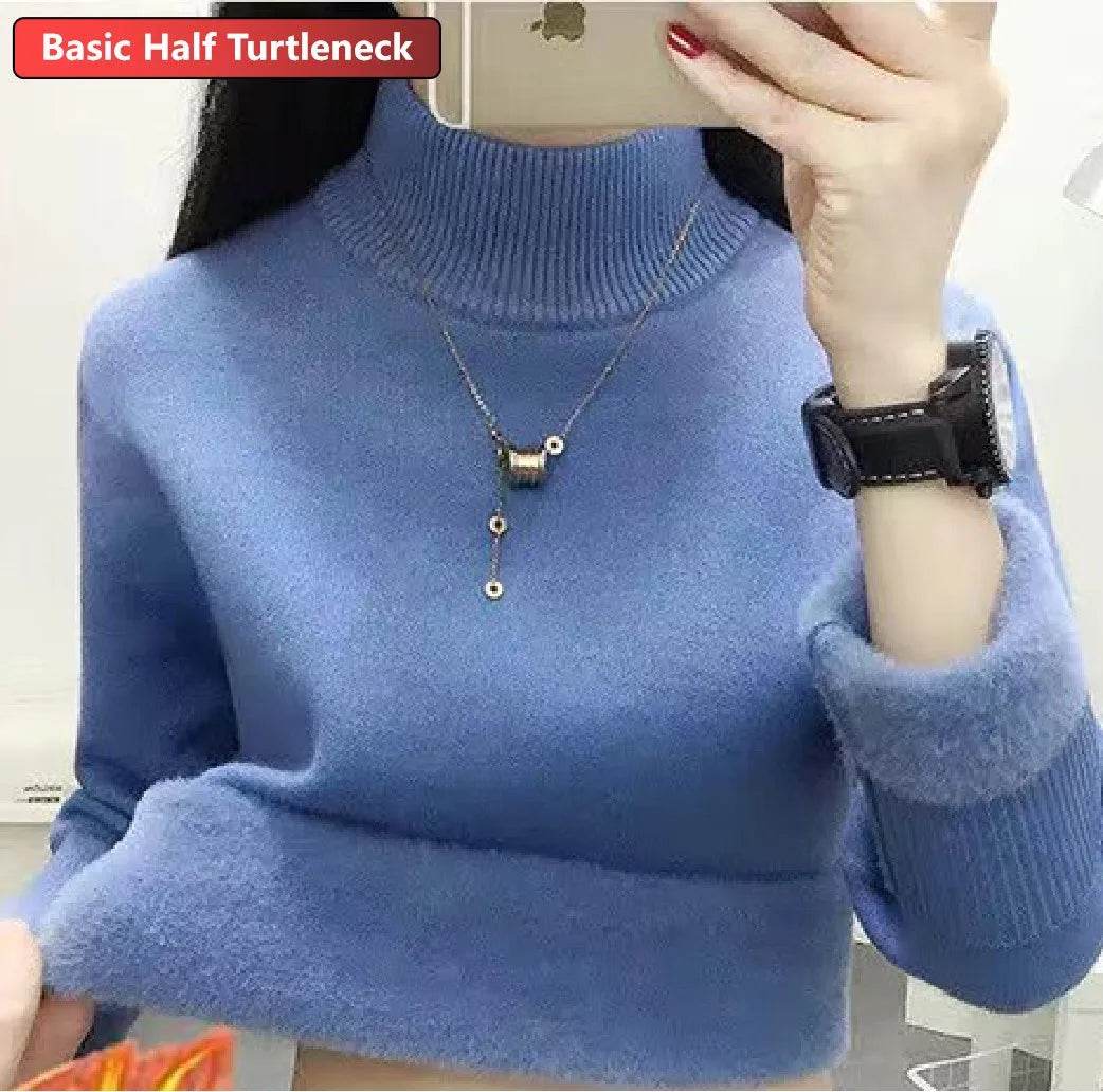 Elegant Velvet Lined Turtleneck Sweater - P12 Hub Europe
