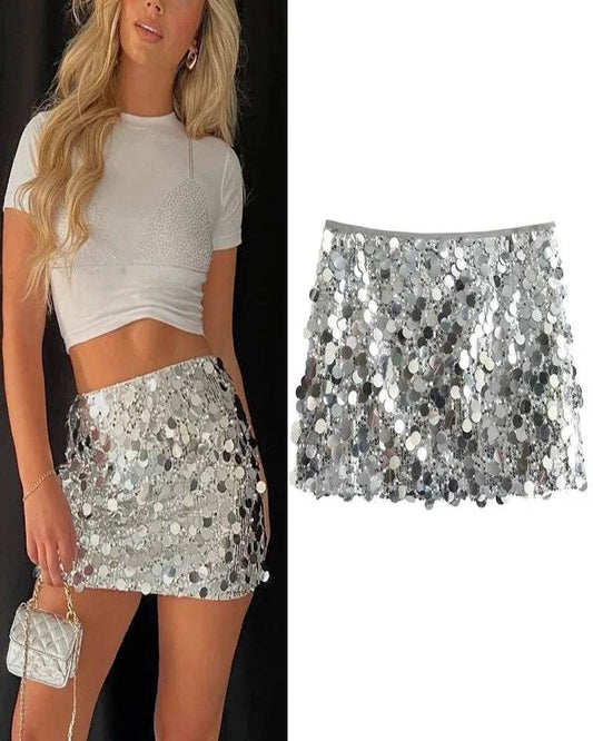 Silver Sequin Mini Skirt - P12 Hub Europe
