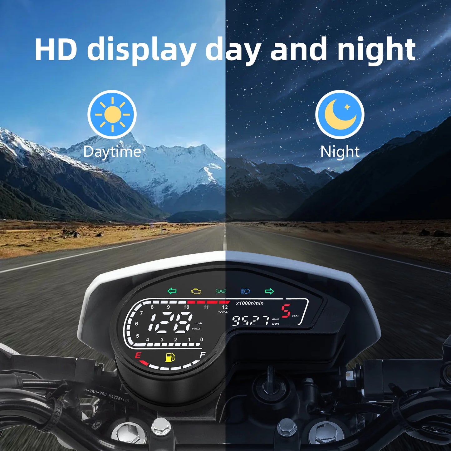 Universal Motorcycle Digital Speedometer LED Tachometer Dashboard Racer Instrument Panel with Turn Signal Light for Yamaha