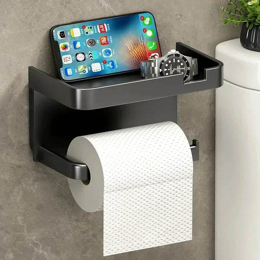 2024 New Plastic Steel Toilet Paper Holder Bathroom Wall Mount WC Paper Phone Holder Shelf Towel Roll shelf Accessories - P12 Hub Europe